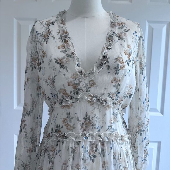 Aladore, Coquette Girl, Floral, Raffles Fit & Flare Open Back Mini Dress, Size M - Picture 4 of 14